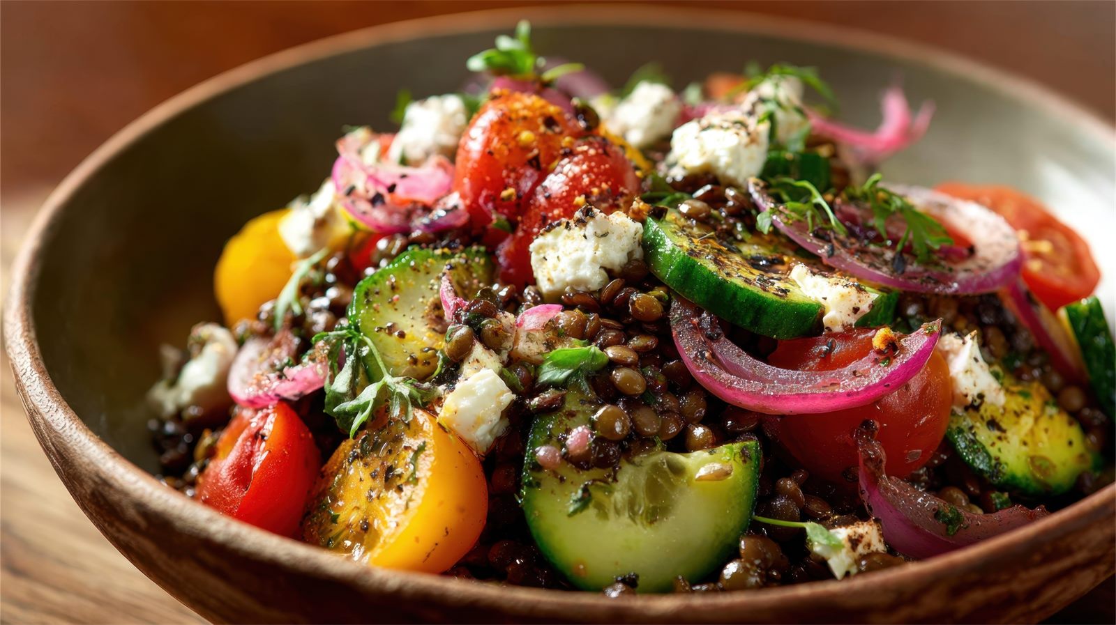 Salade méditerranéenne aux lentilles et pois chiches